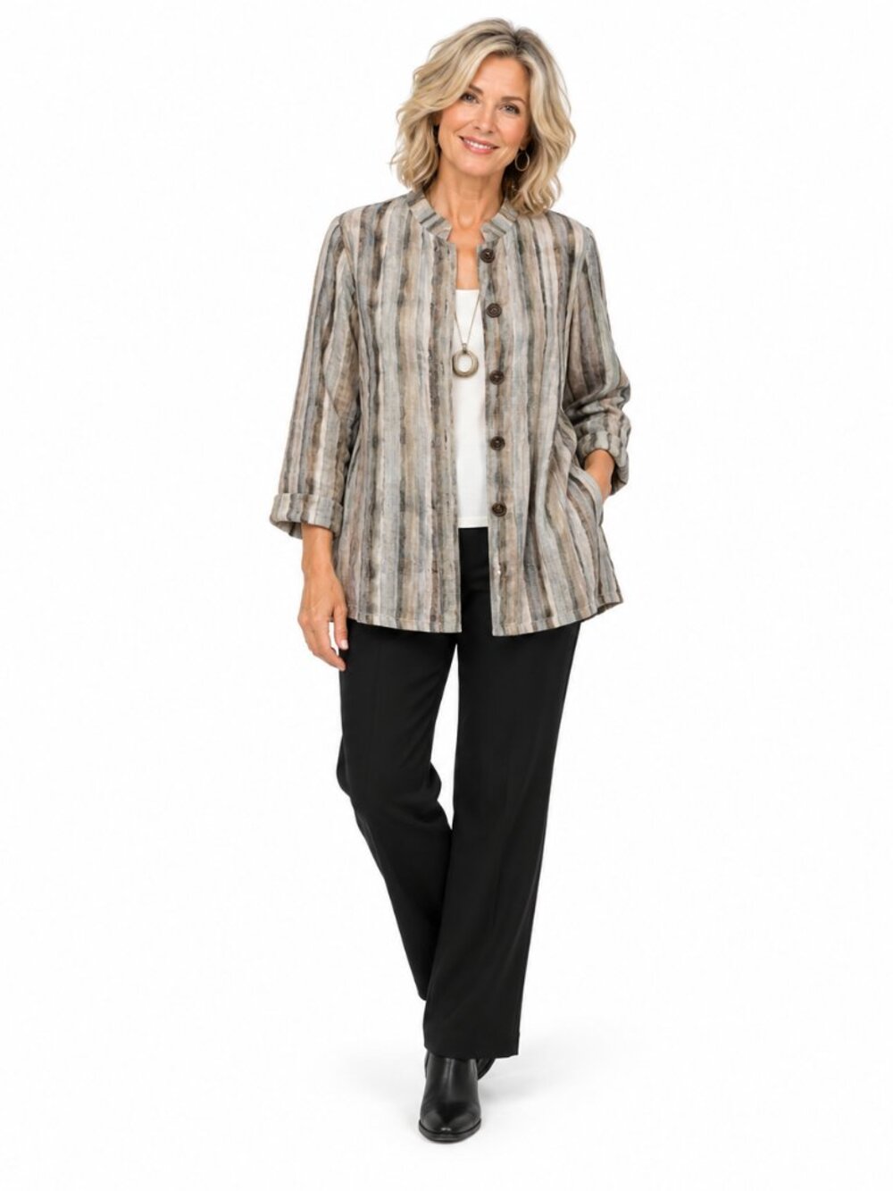 Vintage David Dart Linen Blend Tunic Shirt Jacket Womens L USA Lagenlook